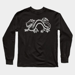 Dragon White Line Drawing Long Sleeve T-Shirt